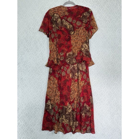 Vtg 90s 2-Piece Maxi Dress Set Sz 14 Sheer Ruffle Top Fairygrunge Boho Y2K Artsy - Picture 3 of 15